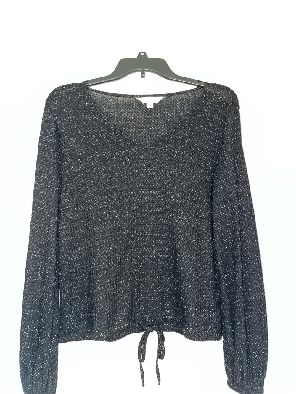 LC Lauren Conrad Black Metallic Knit Long-Sleeve Top